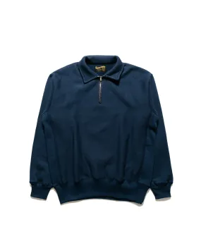 The Real McCoy's MC23202 Military 1/4 Zip Sweatshirt / Plain Navy