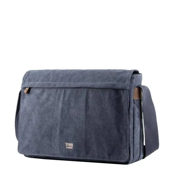 Troop London Organic Cotton Laptop Large Messenger Bag | Blue