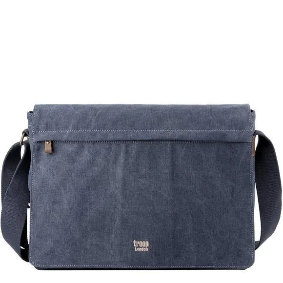 Troop London Organic Cotton Laptop Large Messenger Bag | Blue