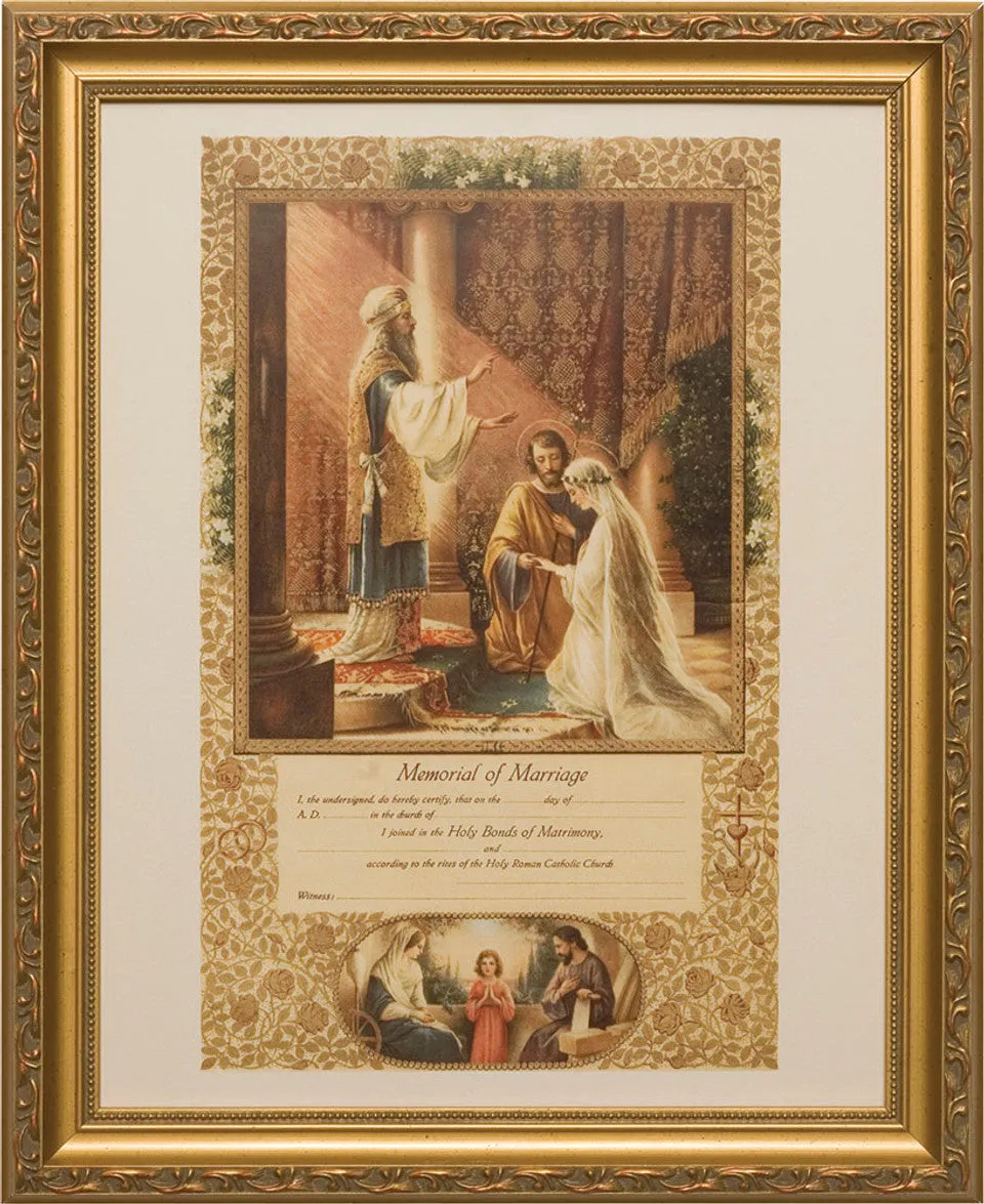 Wedding of Joseph & Mary Memorial Certificate of Marriage 11x14