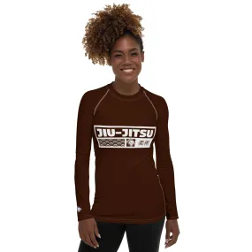 Womens Long Sleeve BJJ Rash Guard - Jiu-Jitsu 006 - Chocolate