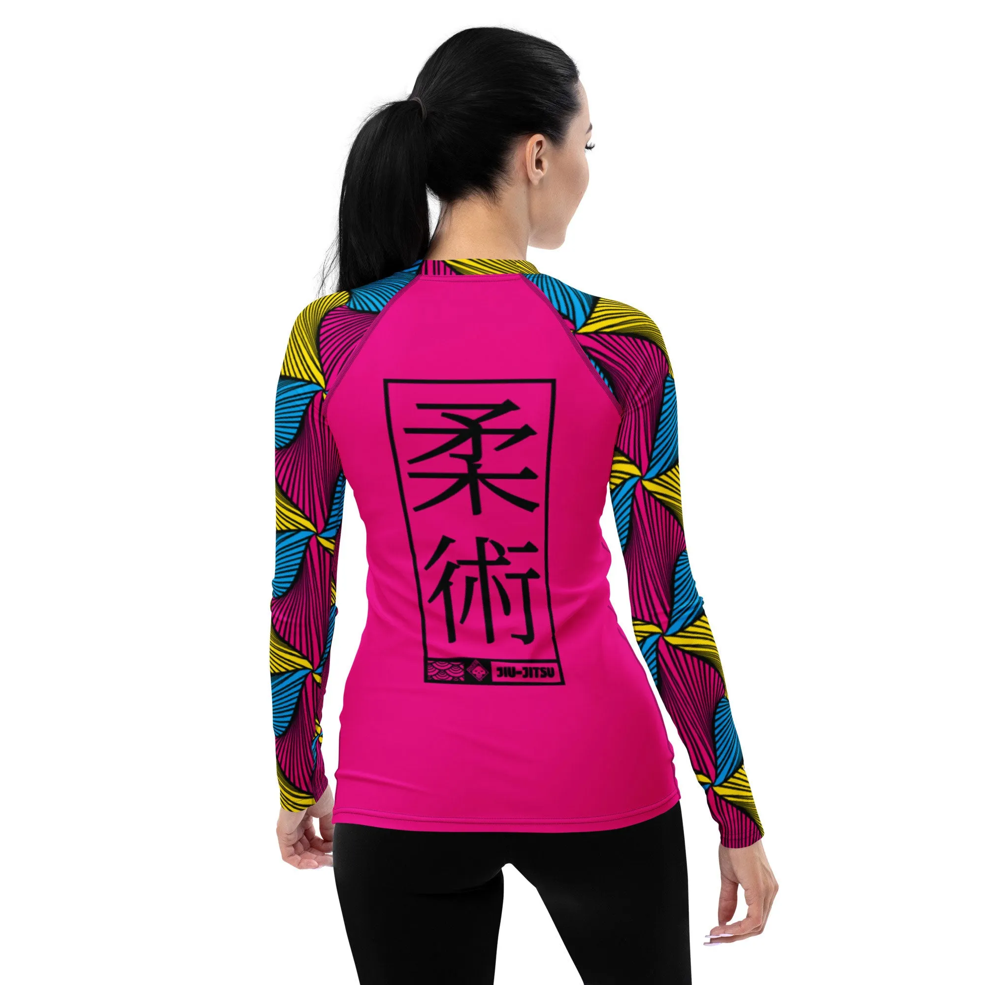 Women's Long Sleeve No Gi BJJ Rash Guard - Ankara Wax Print Rash Guard 002