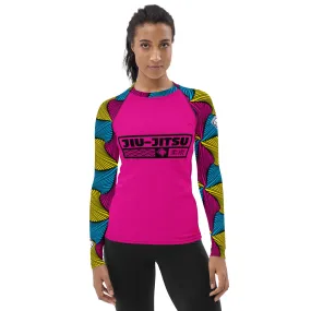 Women's Long Sleeve No Gi BJJ Rash Guard - Ankara Wax Print Rash Guard 002